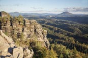 Thumbnail image of view from the viewing point by the Pravcicka brana Pravcice Gate natural sandstone arch, Hrensko, Us