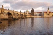 View Of The Charles Bridge With The Vlatva River And The Old Town, Prague, Czech Republic