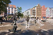 Universitaetsplatz With Brunnen Der Lebensfreude, Rostock, Mecklenburg Vorpommern, Germany