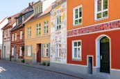 Colourful Old And New Houses On Papenstrasse, Stralsund, Mecklenburg Vorpommern, Germany