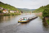 Transport Barge On The River Neckar, Heidelberg, Baden-Württemberg, Germany