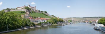 Festung Marienberg Fortress And Main River From Ludwigsbrücke, Würzburg, Bavaria, Germany