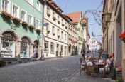 Shops And Cafes On Obere Schmiedgasse, Rothenburg Ob Der Tauber, Franconia, Bavaria, Germany