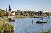 Thumbnail image of view over Werder Havel with Windmill and Heilig Geist Kitche, Brandenburg, Germany