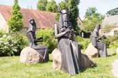 Thumbnail image of Nornan statues. German Gods of Fate, by Eckhard Hermann, Althüttendorf, Barnim, 
Brandenburg, German
