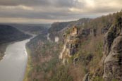 View From The Bastei Over The Elbe River, Sächsische Schweiz National Park, Saxony, Germany