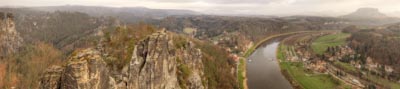 Thumbnail image of view from the Bastei over the Elbe River, Sächsische Schweiz National Park, Saxony, Germany