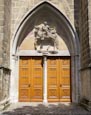 Thumbnail image of St Martins Church – entrance with figure of St Martin above, Halberstadt, Saxony Anhalt, Germany