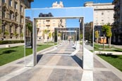 Thumbnail image of Mirror Structures by Daniel Buren on Piazza Verdi in La Spezia, Liguria, Italy