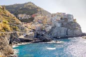 Thumbnail image of view over the town with its colourful houses in Manarola, Cinque Terre, Liguria, Italy
