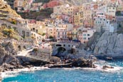 View Over The Town With Its Colourful Houses In Manarola, Cinque Terre, Liguria, Italy