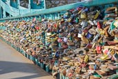 Thumbnail image of Keyrings locked on Tumski Bridge, Wroclaw, Poland