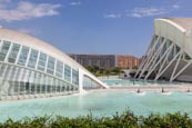 Thumbnail image of The City of Arts and Sciences, view from the Umbracle with the Hemisferic and Science Museum Prince 