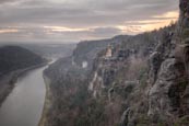 Thumbnail image of view from the Bastei over the Elbe River, Sächsische Schweiz National Park, Saxony, Germany